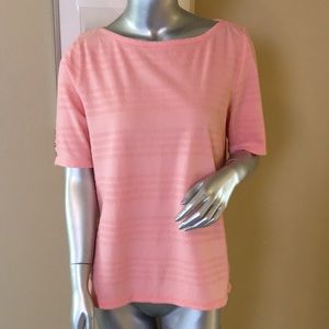 TALBOTS | Bateau Neck Elbow Tee Dotti Stripe Jacquard